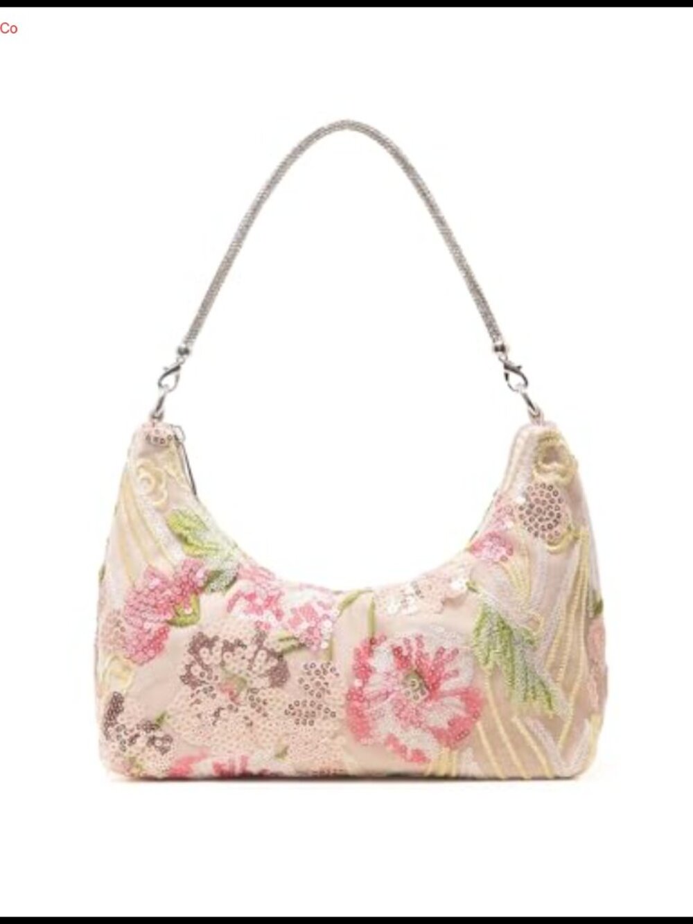 Beaded Sequin Floral Evening Bag Embroidered Top Handle Clutch